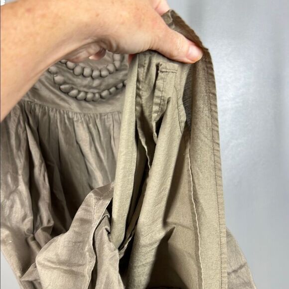 GAP Tan Embellished Tiered Mini Off the Shoulder Dress - Picture 4 of 7